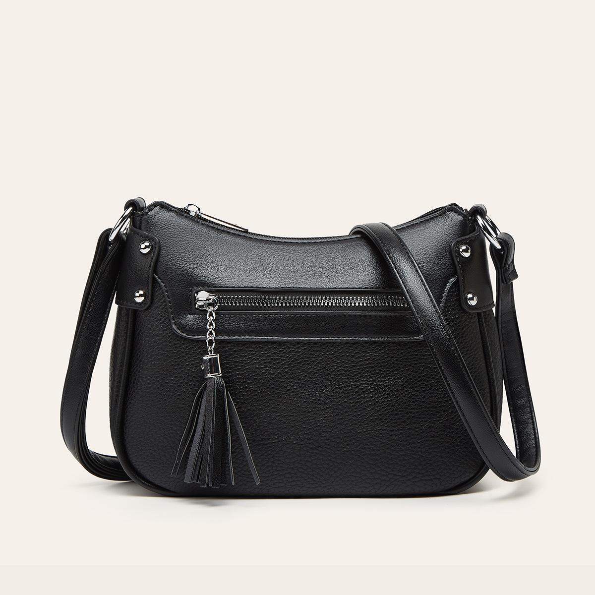 Новая модная ретро сумка через плечо с бахромой, женская маленькая сумка чёрный