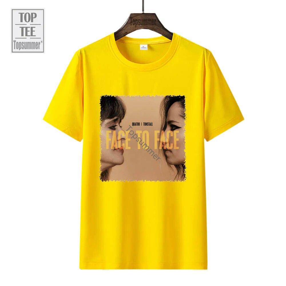 Face To Face Album T-Shirt Suzi Quatro Tour T Shirt Unisexs Rock Streetwear Graphic Print T Shirts Womens Cotton Tops Tees