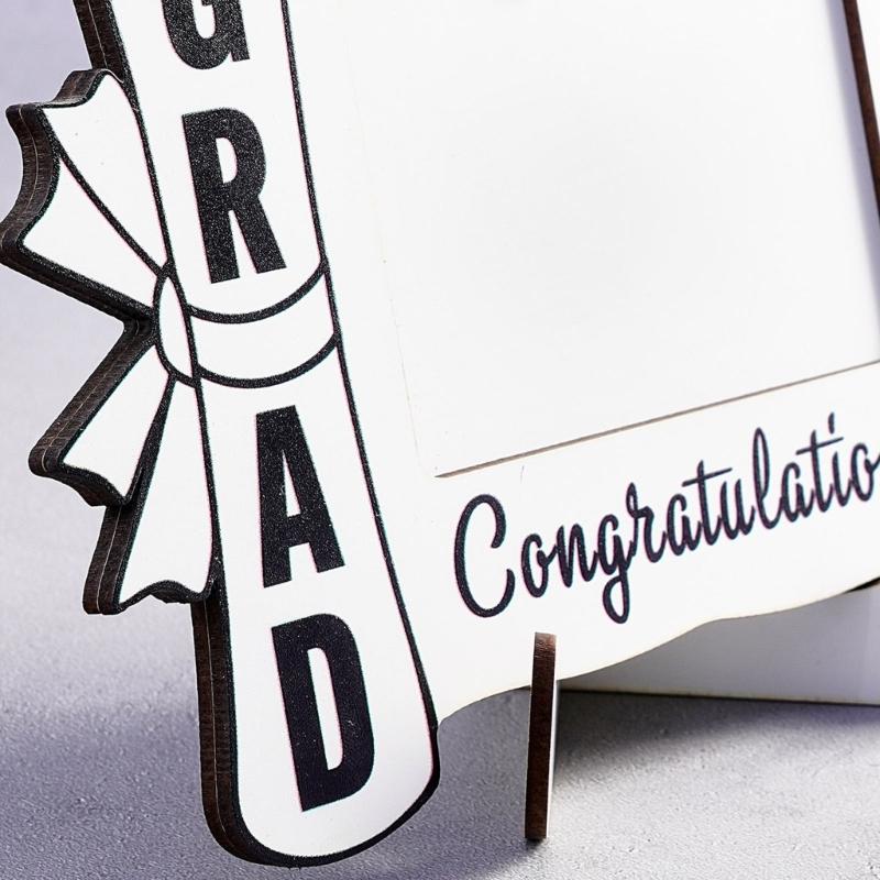 Wood Graduation Photo Frame for Desk Placement, Standing Display with Rear Panel for a Cherished Achievement Photograph