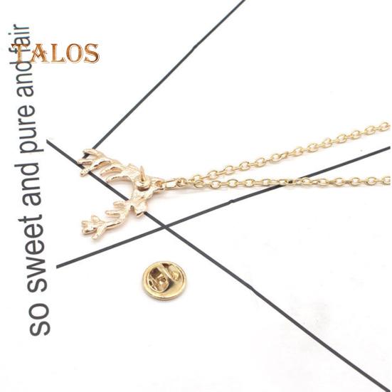 Men Lapel Pin Antler Decor Double Chains Anti-slip Dress-up Polished Suit Coat Collar Pin Coat Brooch Adult Clothes Hats Bags Jewelry