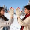 Women Knitted Gloves Winter Gloves with Red Nails Thickened Warm Full Finger Gloves for Daily Outings Skiing Cycling