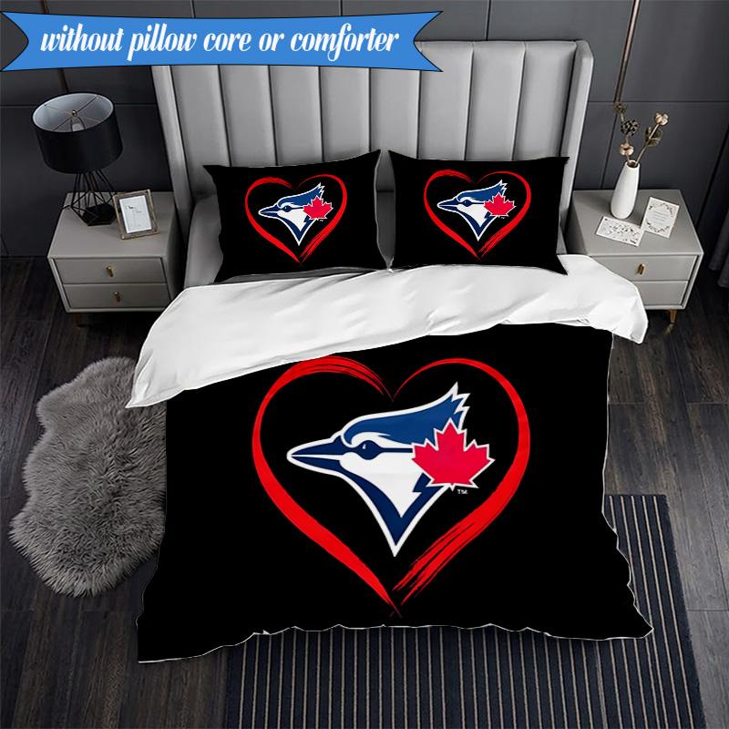 3PCS Blue Jays Printed Bedding Set For Bedroom Dormitory, Includes 1 Duvet Cover & 2 Pillowcases for All Seasons Home Decor Fan Gifts