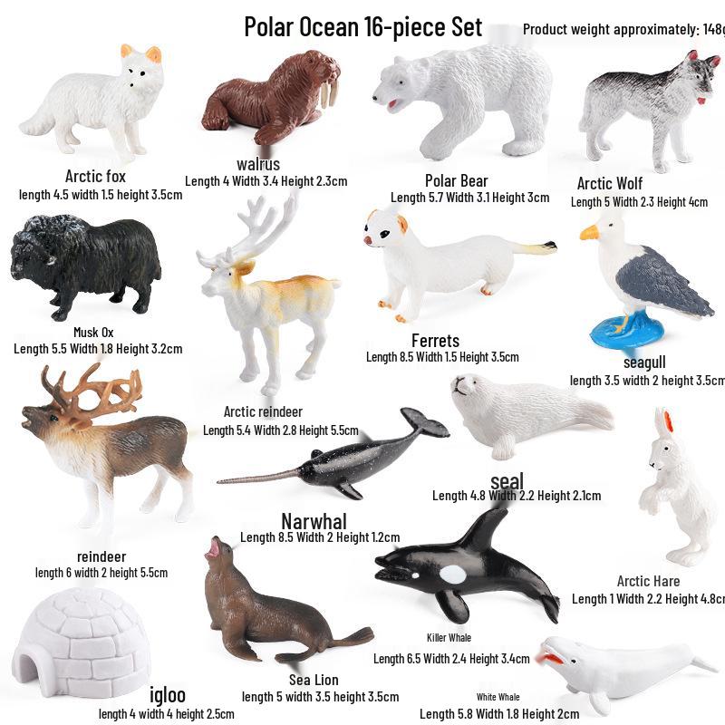 Children's Arctic Animal Model Set - Polar Bear, Fox, Wolf Simulation Toys