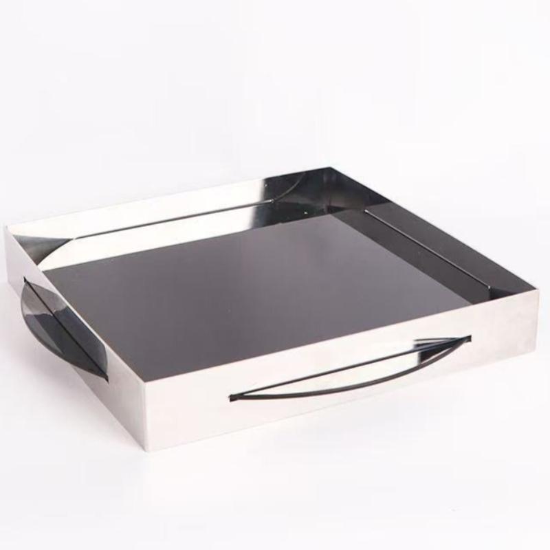 Stainless Steel Trays Simple Dining Room Fruit Plate Coffee Table Aromatherapy Tray Modern Desktop Decoration Organize Plates