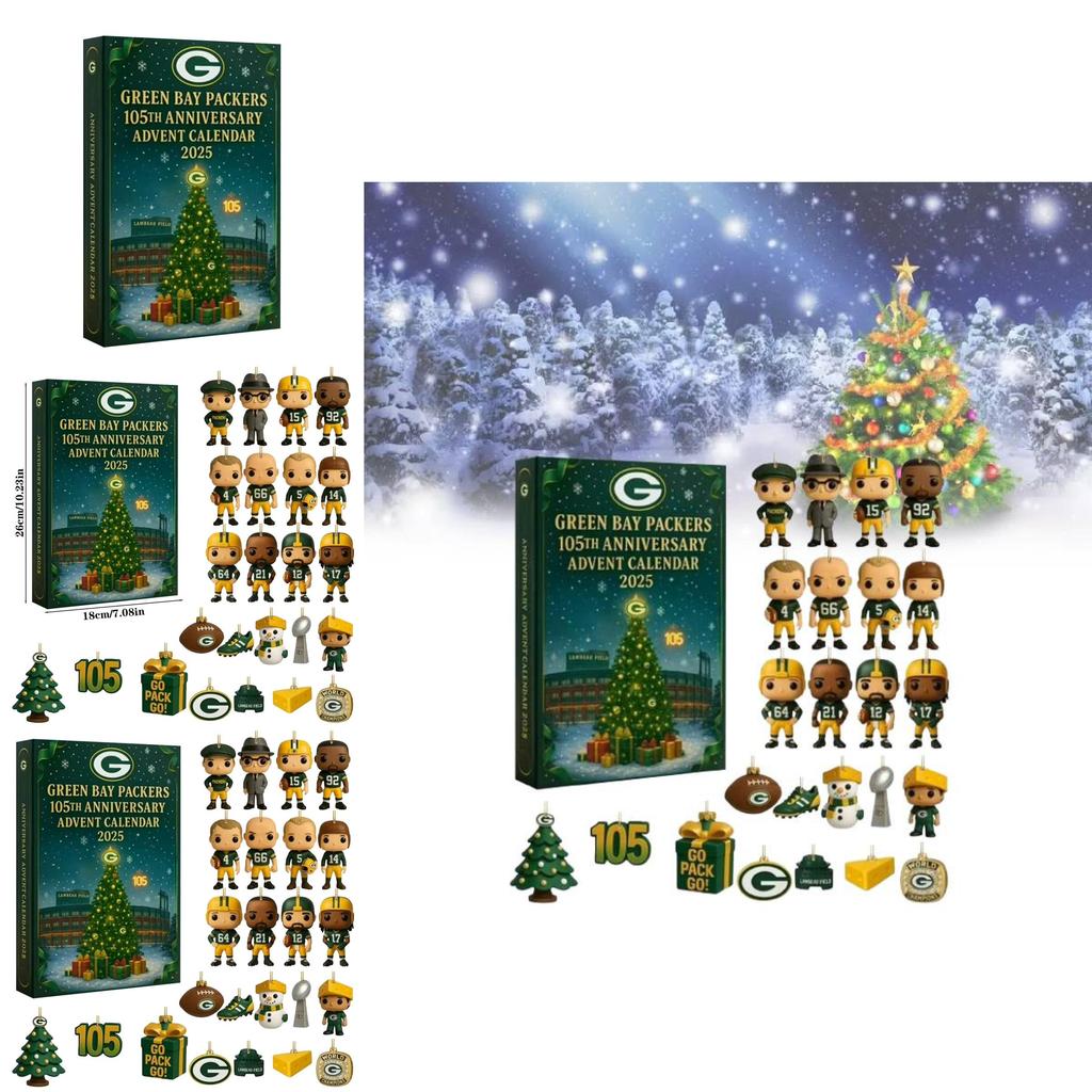 Green Bay Packers Jubiläums-Adventskalender Acryl Weihnachtsdeko Geschenk für Sportfans