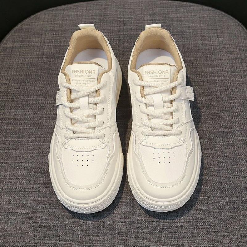 Summer New Women's Leather Sneakers Casual Sneakers Lace Up Flats Lightweight Comfortable Black Anti-slip Jogging Shoes Outdoor