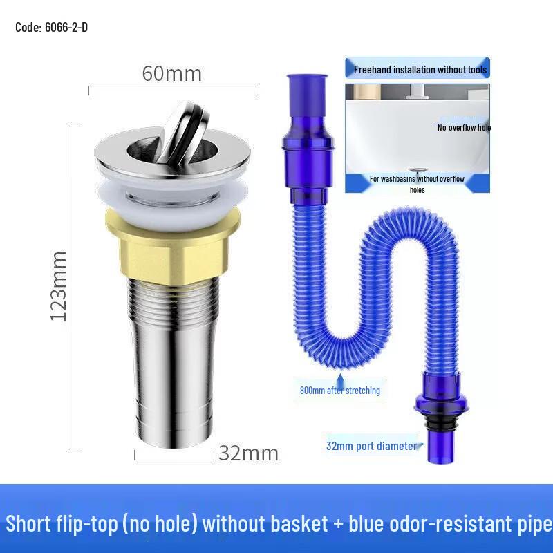 Stainless Steel Pop-Up Basin Drainer with Anti-Odor Pipe