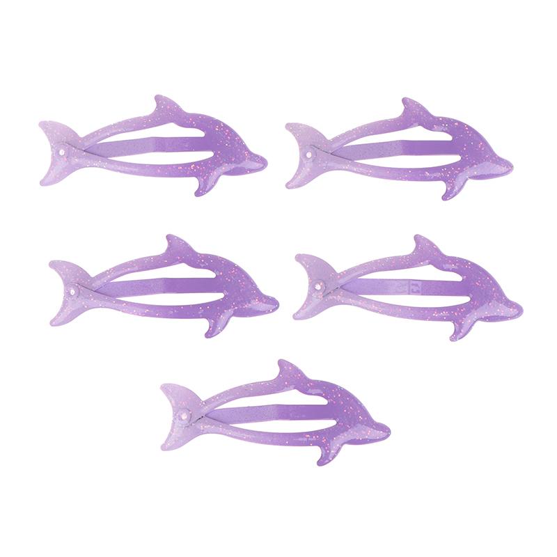 5Pcs Colorful Glitter Dolphin Bb Hair Side Clips Barrettes For Girls Women Child Holiday Party Gift Hair Accessories Headwear