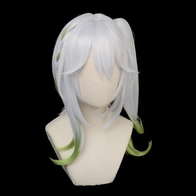 Cosplay Accessory - Shumi Grass Wig - Silver-white with Gradient To Light Green Ponytail Cosplay Wig