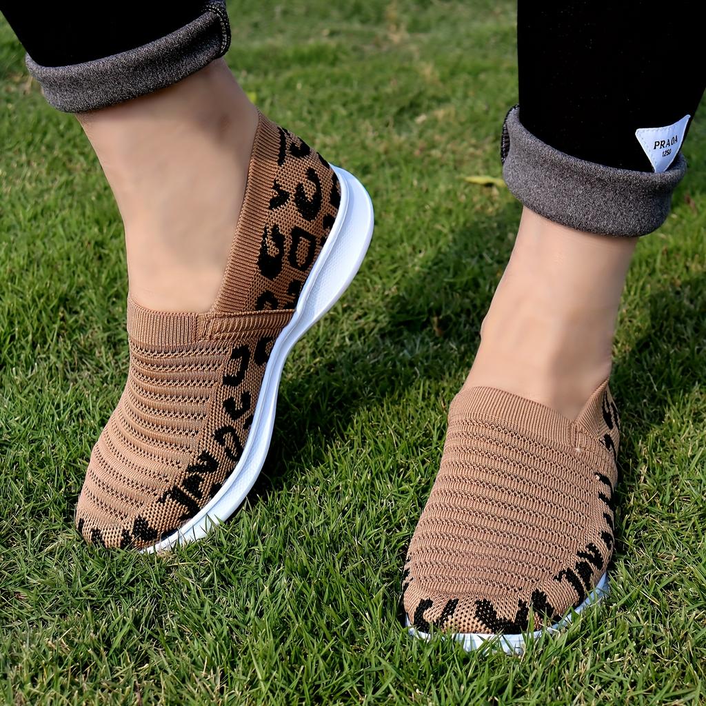 New Spring 2025 leopard print woven mesh casual sports single shoe for women