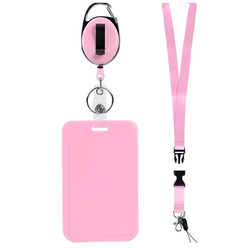 ID Badge Holder with Heavy Duty Carabiner Reel Clip Set,Black Retractable Badge Holders,Vertical ID Badge Holders for Students