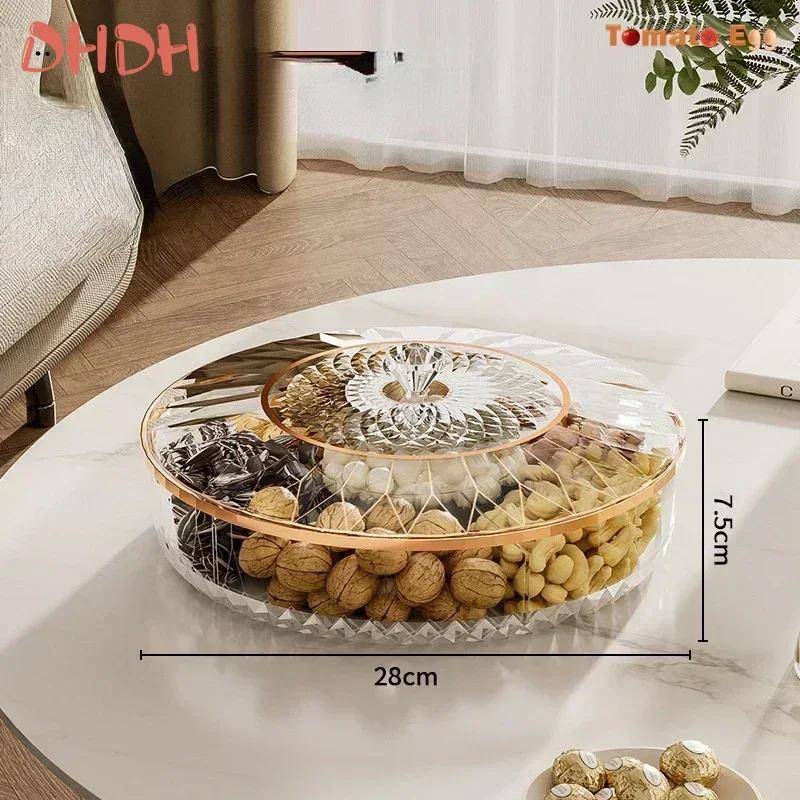 Rotatable Round Plastic Storage Box Multi-layer Sealed Container for Dried Fruit Snacks Dessert Household Use