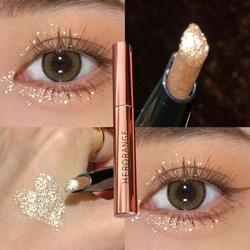 

Блестящие тени для век, карандаш для макияжа лица, хайлайтер, стойкая блестящая гелевая подводка для глаз с шелкопрядом