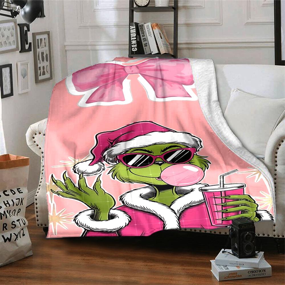 Couverture Célébration de Noël Grinch Couverture Douce pour Maison Chambre à Coucher Lit Canapé Voyage Bureau Couverture de Noël Unie