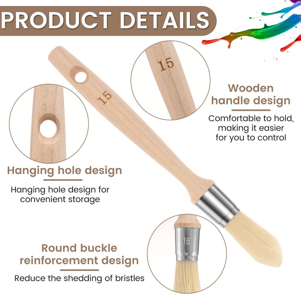 3/6 Pcs Trim Painting Brush Set Round and Pointed Edge Painting Brush Wooden Handle Paintbrush Edge Painting Tools for Door Wall