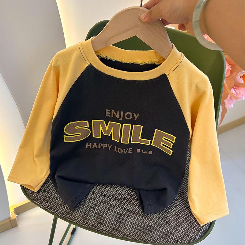 Children's Long Sleeved T-shirt Letter Printed Warm Kids Top