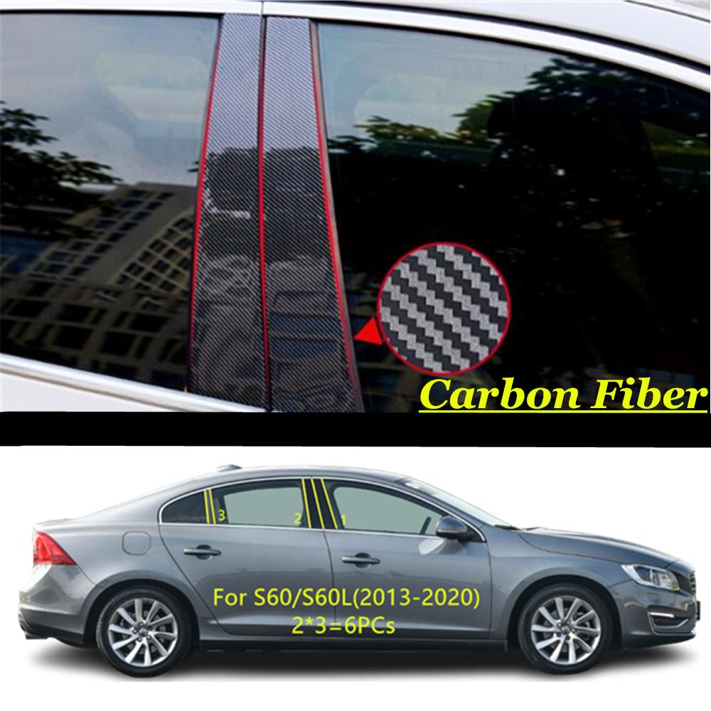 For Volvo S60/S60L 2013-2024/S90 2016- Car PC Material Pillar Post Cover Door Trim Window Molding Sticker Plate Accessories