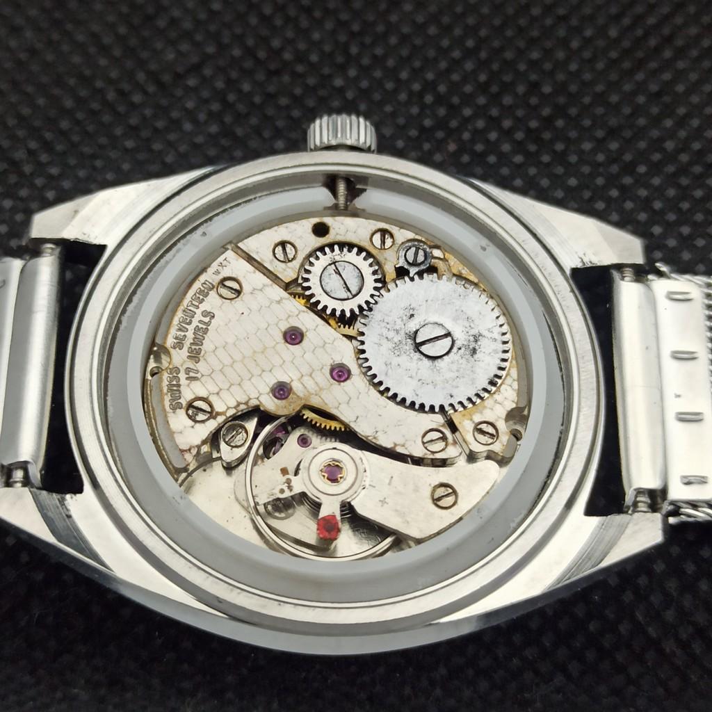 VINTAGE ORIS AUFZUG SCHWEIZER HERREN ÜBERHOLT ROTES Armbanduhr 558b-a296772-1