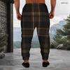 Men s Plus Size Black Grey Plaid Printed Drawstring Waist Cuffed Ankle Jogger Pants