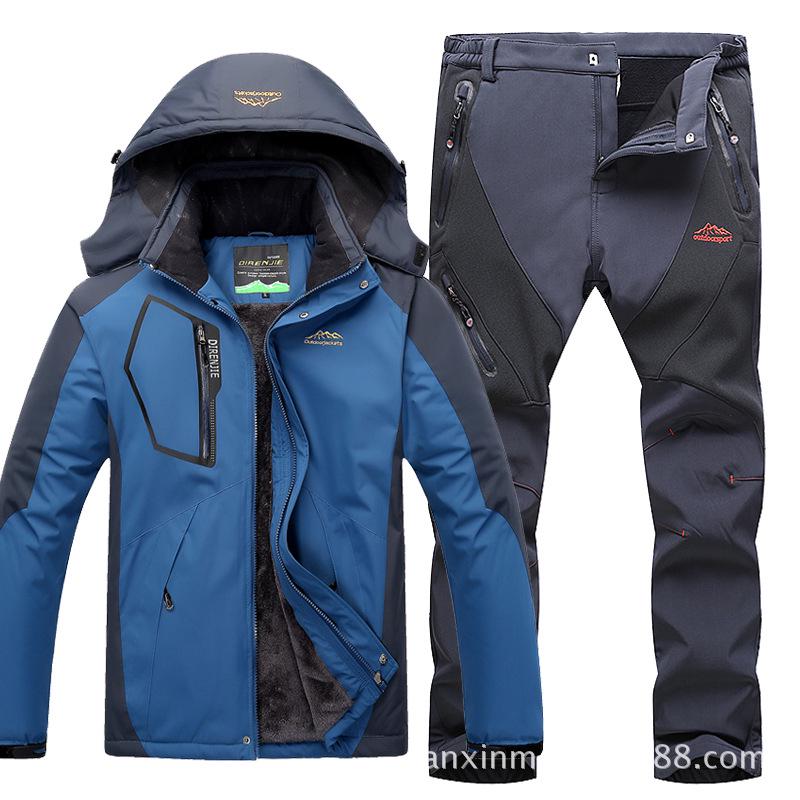 Outdoor Jackets Men 'S Winter Plus Velvet Thicken Gore -Tex Set Cotton Jacket