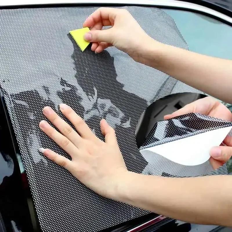Car Window Shade Electrostatic Stickers Anti-UV Privacy Black White Dotted Sunshade Window Stickers for Auto Side Blocks Covers