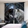 Black White Wolf Design Curtains Made Polyester Ideal Enhancing Bedrooms Workspaces Kitchens Living Ar Set Of 2 Bedroom Decor