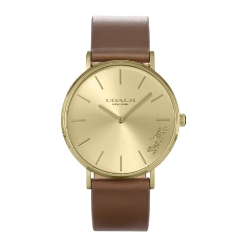 Coach PERRY Women's 36mm Gold Dial Stainless Steel Quartz Watch (14503331) In Brown