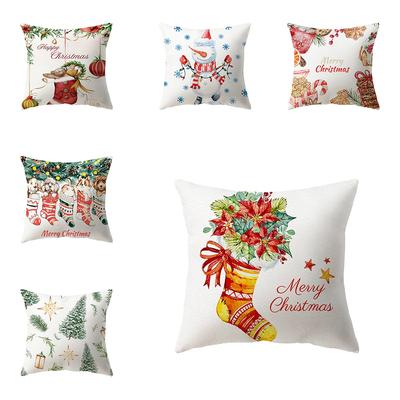Christmas Theme Santa Claus Print Pattern Cushion Cover For Home Living Room Sofa Decoration Pillow Cover