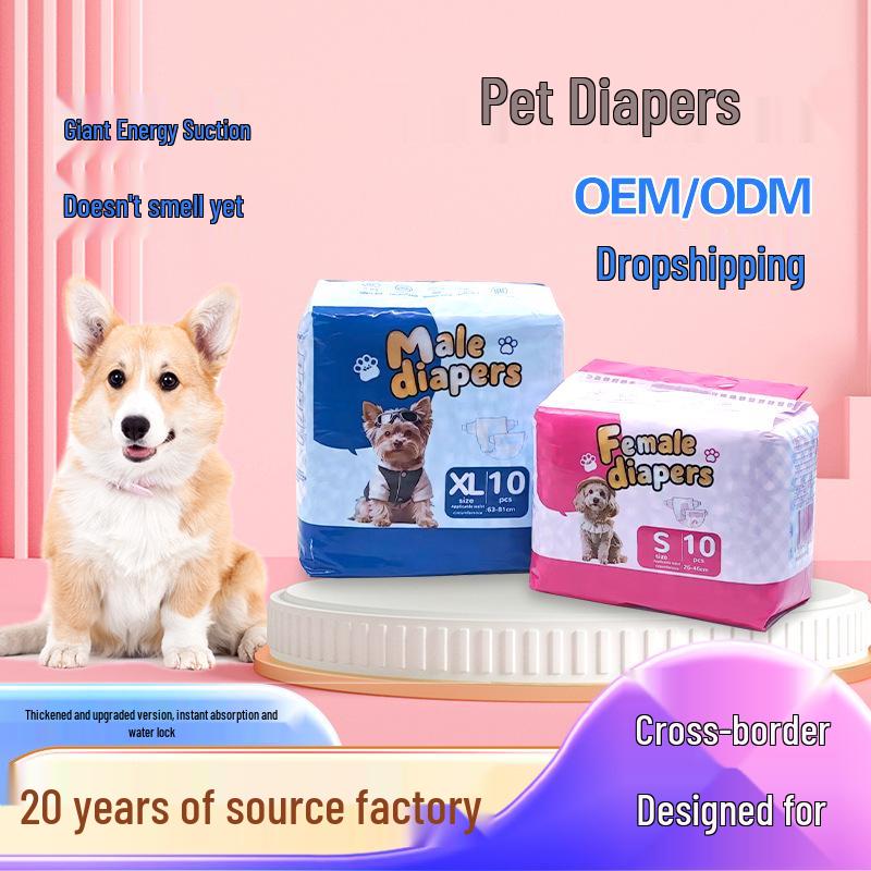 

Pet Diaper Pants for Dogs - Unisex, Absorbent Protection for Male & Female Dogs During Menstruation or Incontinence. Female XXS 26cm, 10 pcs