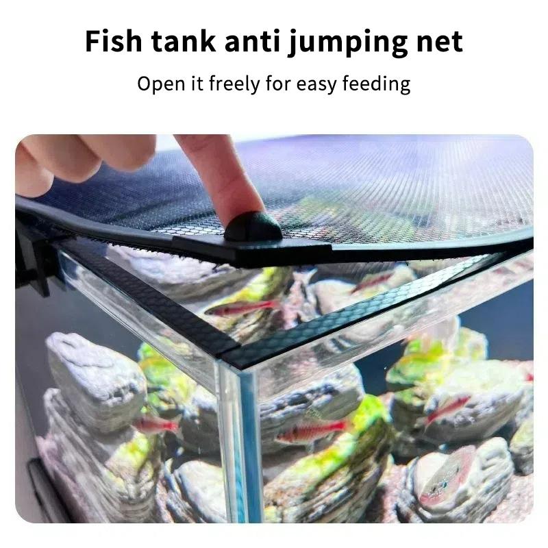 Rete Magnetica Anti-Salto per Acquario Fai da Te Facile Installazione Tagliabile Coperchio per Acquario di Dimensioni Personalizzate