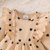 0-18 Months Baby Girl Clothes Sweet 2Pcs Dress Set Ruffle Heart Print Dress with Matching Headband Infant Autumn Casual Outfit