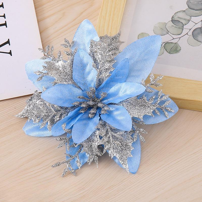 5 buc 14.5cm Sclipici Artificial Crăciun Flori Mreey Decorație Pom de Crăciun Ornamente An Nou Fericit Xmas Flori Artificiale natal