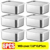 1-6Pcs Stainless Steel Food Storage Container Fresh-keeping Boxes for Outdoor Picnics Refrigerator Storage and Kitchen Tidying