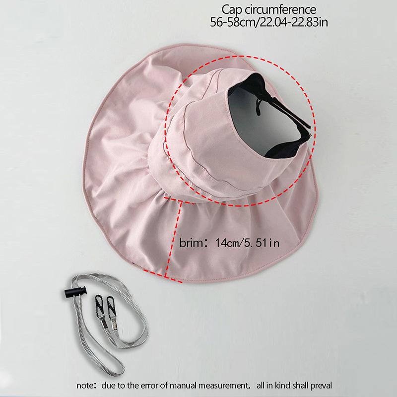 

Early spring and summer vinyl UV protection empty top hat children big brim face protection sun protection versatile ponytail bucket hat One Size хакі