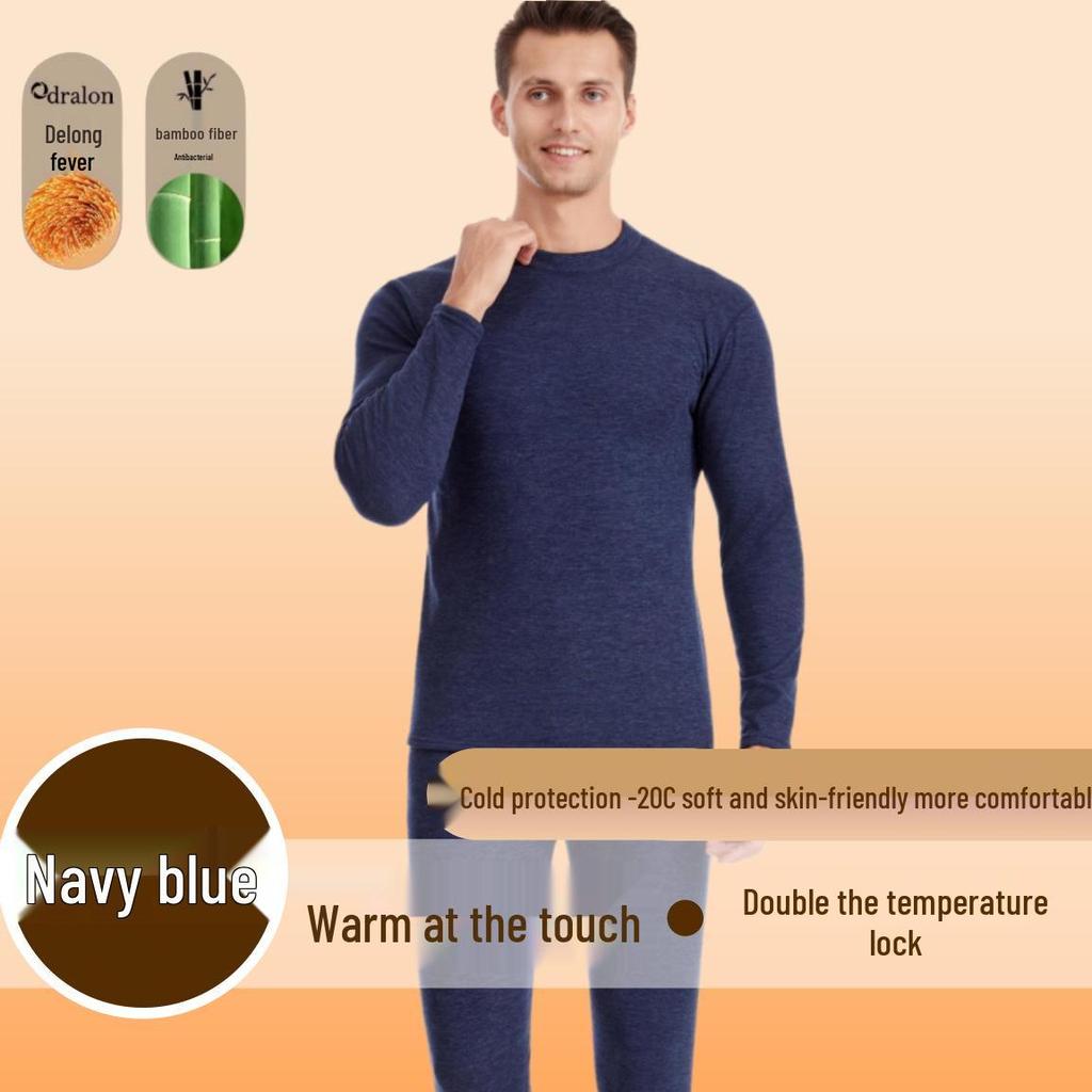 Unisex Lambswool Underwear Set with Fleece Lining & Thick Fabric for Autumn/Winter.