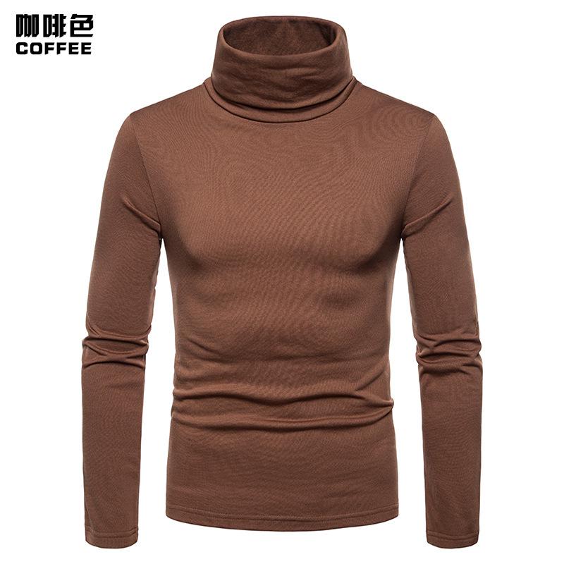 Men S Plus Size Fitted High Neck Long Sleeve Solid Color T Shirt