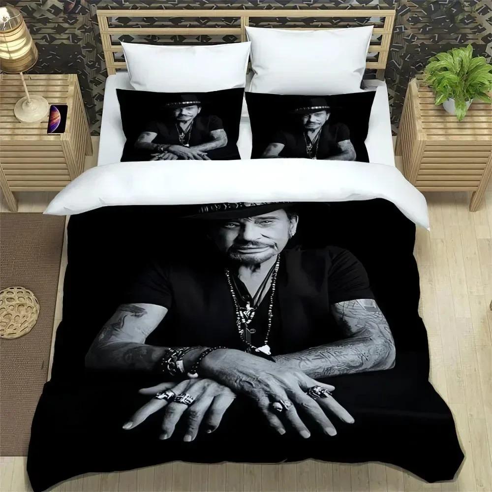 Rock Star Johnny Hallyday Bedding Set Johnny Hallyday Duvet Cover Pillowcase Adult Boy Girl Bedroom Decoration