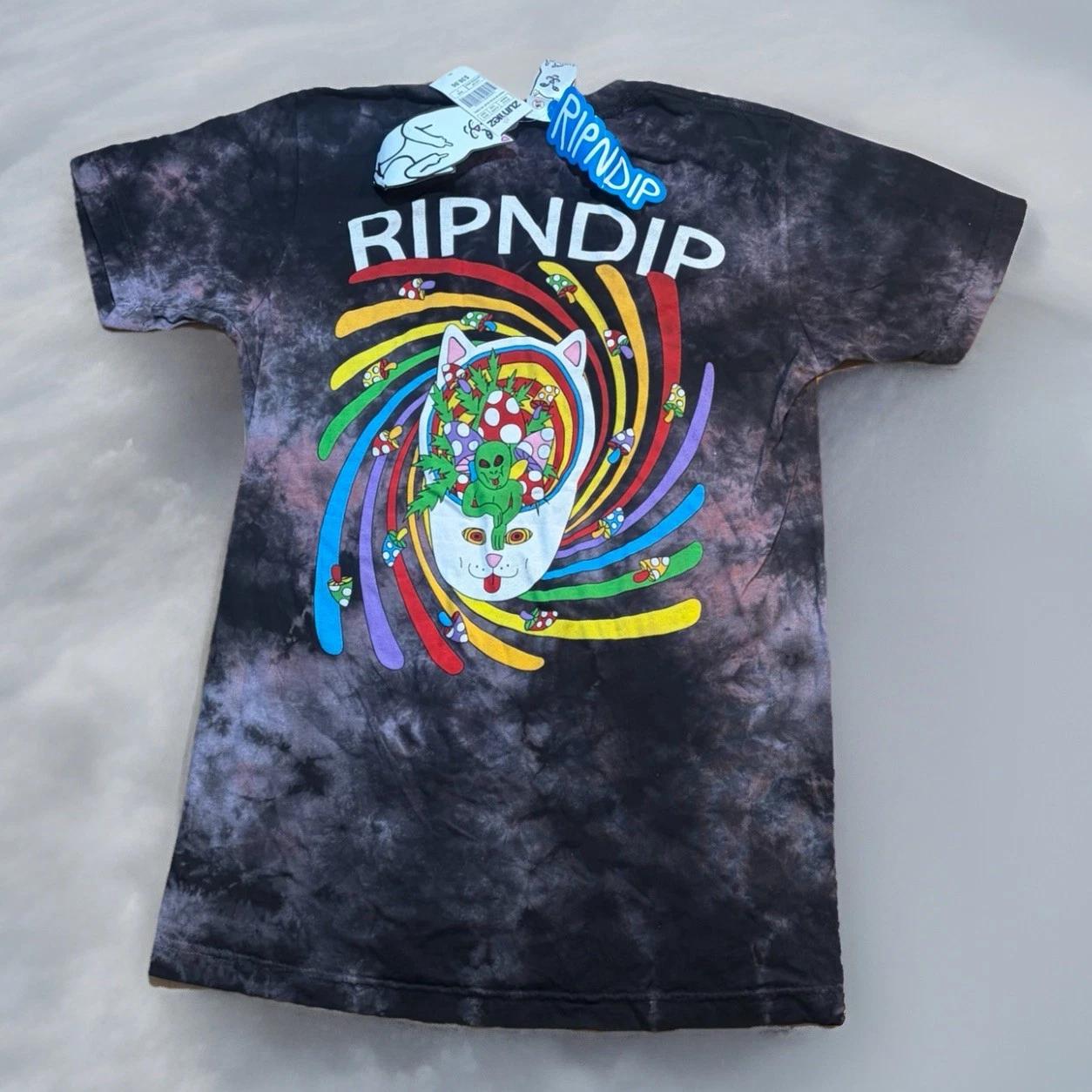 RIP n DIP Alien UFO Inspired Graphic T-Shirt Tie-Dye Mushroom Medium NWT Cat $36 4XL