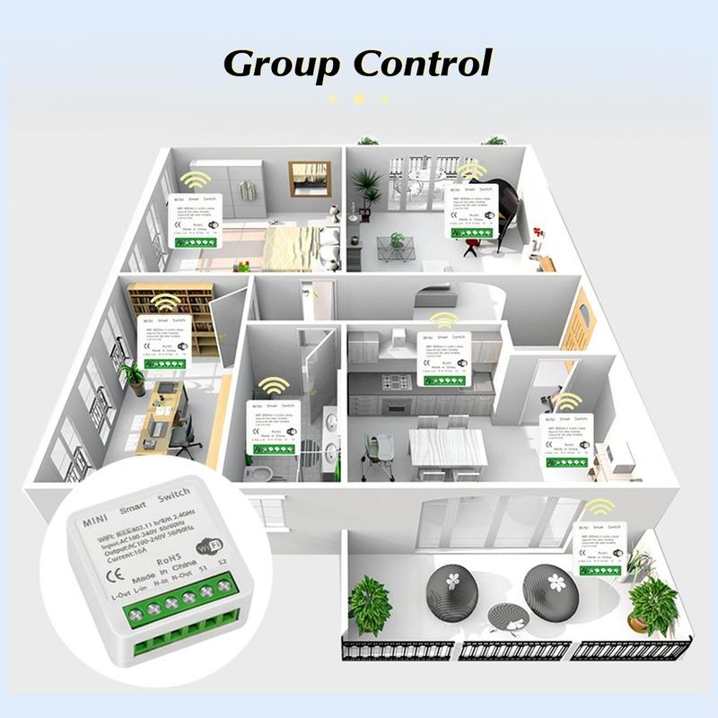 16A Mini Home Automation Modules Wifi Smart Switch Smart Home DIY Light Switches Module 2-way Control Work with Tuya Smart Life Alexa Google Home