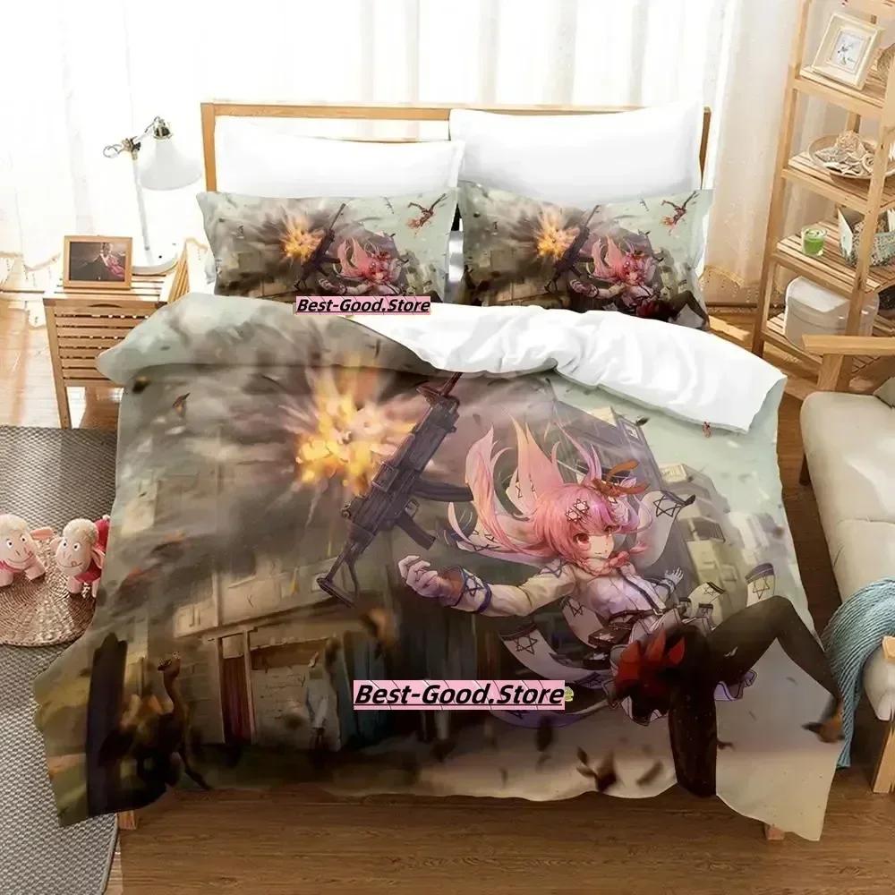 Spel Girls Frontline Anime Kawaii Tryckt Sängset Påslakan Örngott Sängkläder Sänglinne Lakan Täcke Drottning King Size
