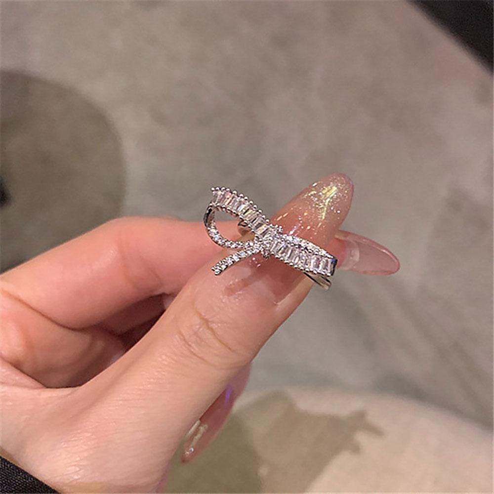 Медь с инкрустацией Алмаз Регулируемые Кольца Для Женщин Золотой Серебряный Цвет Форма Банта Пальцевый Аксессуар