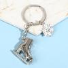 1ks Stříbrné ledové brusle Přívěsek na klíče Snowflake Přívěsek na klíče Skating Keychain