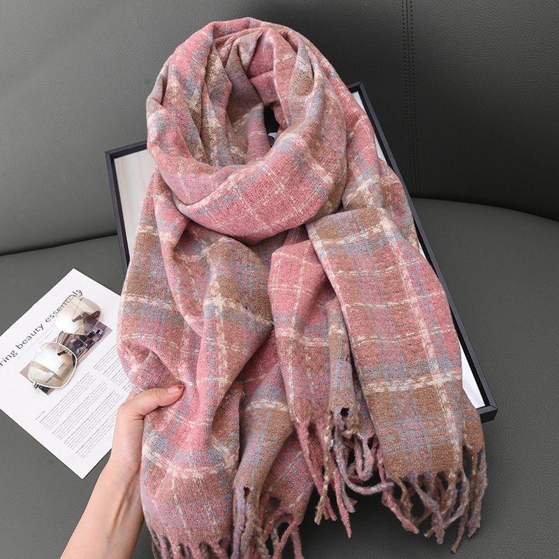 Tonglu Scarf Women's Houndstooth Shawl Dual-purpose Korean Version Versatile Warm New Winter Senior Student Scarf