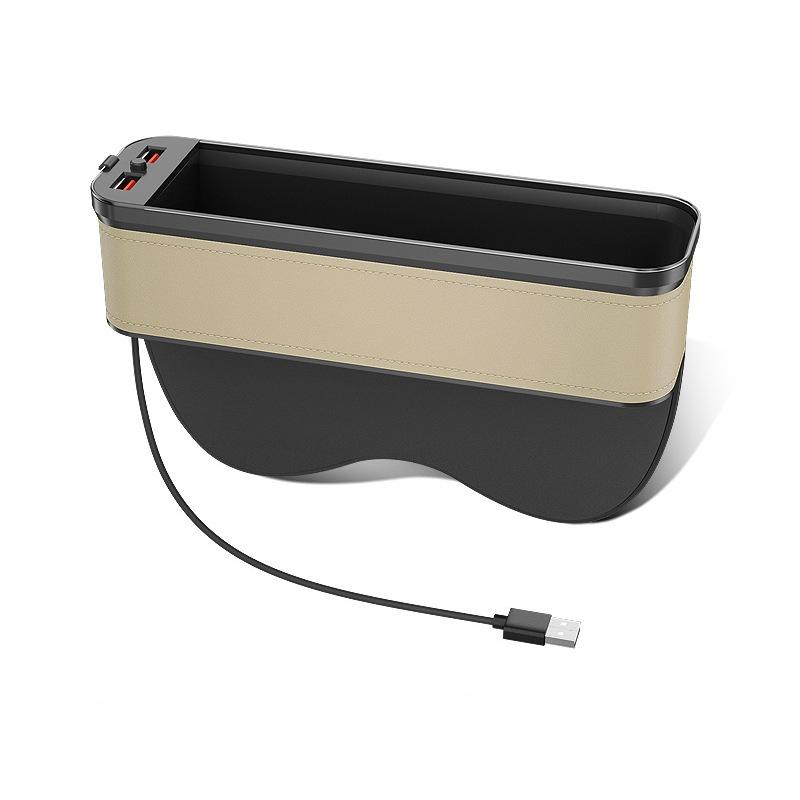 Car Seat Clip Gap Storage Box with Lamp Charging Interior Decor Storage Artifact Auto Supplies Seat Gap Filler Organizer