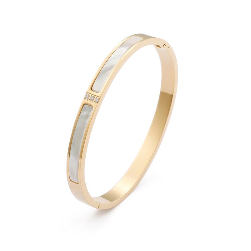 Titanium Steel Bracelet With Diamond Shell Titanium Steel Geometric Round Bracelet Diy Niche Design Jewelry