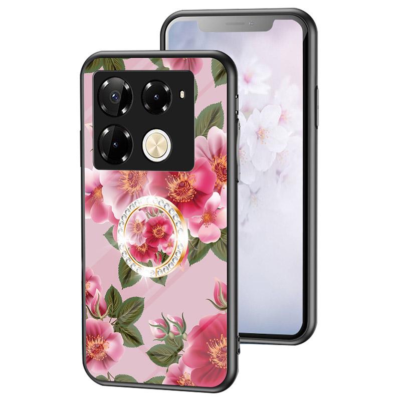 

For Infinix Note 40 Pro 4G Case Blooming Flower Tempered Glass Phone Cover Glamorous Peony
