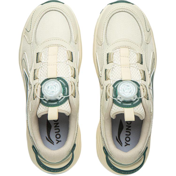 Li Ning Kids Comfortable Versatile Non-Slip Durable Low-Top Casual Shoes Kids sneaker Beige YKCU228-1