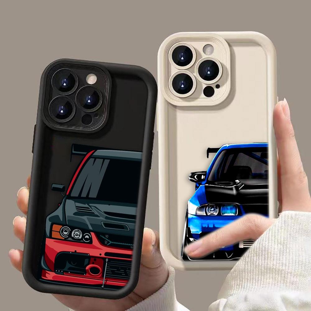 Carton Sports Car JDM Drift Phone Case For Samsung A13 A15 A16 A17 A22 A23 A25 A32 A33 A35 A51 A52 A53 A54 A55 A71 A72 Cover