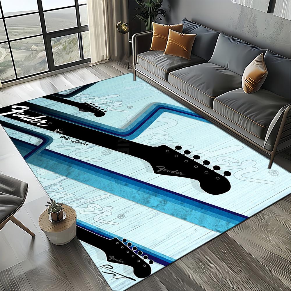 27 Styl Nowy Fender Retro Gitara Instrumenty Muzyka Dywan 3D do Salonu Sypialni Domu Dekoracja Sofy, Antypoślizgowa Mata Podłogowa