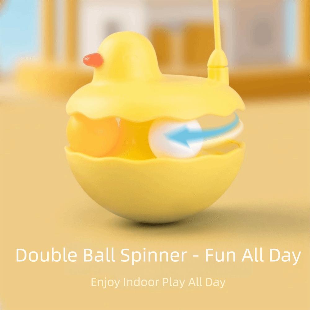 360 ° Rotation Tumbler Cat Toy Bite Resistant Duck Shaped Kitten Play Wand with Bells with Feathers Self Entertaining Toy